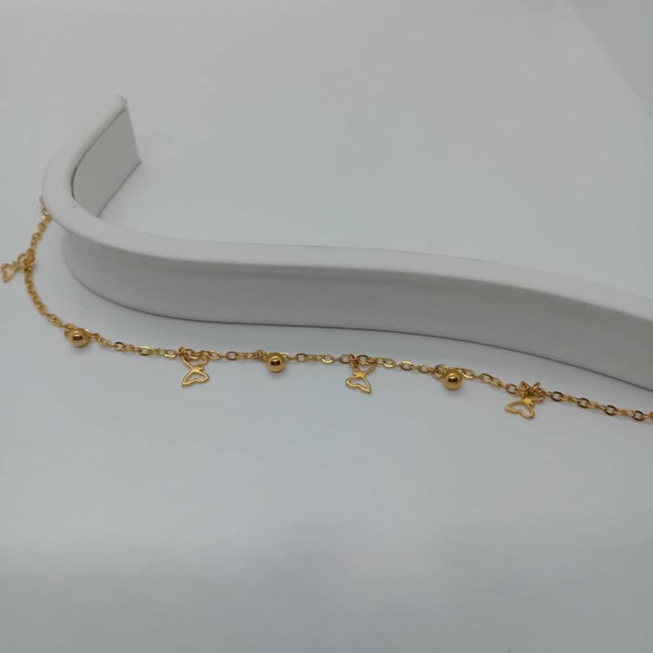 Βραχιόλι ποδιού ατσάλι "πεταλούδες + μπίλιες"